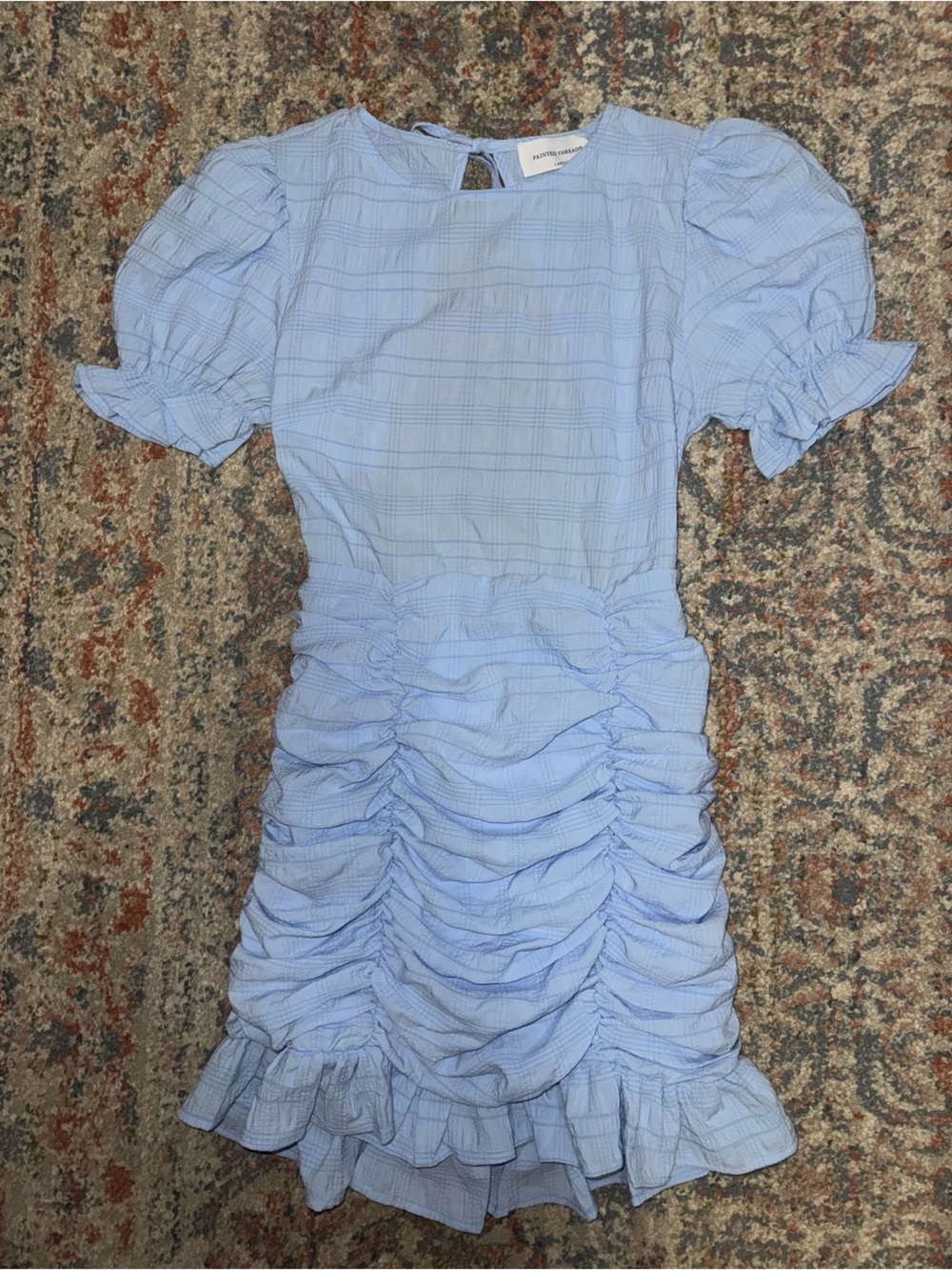 Light Blue Ruched Mini Dress - Picture 2 of 3